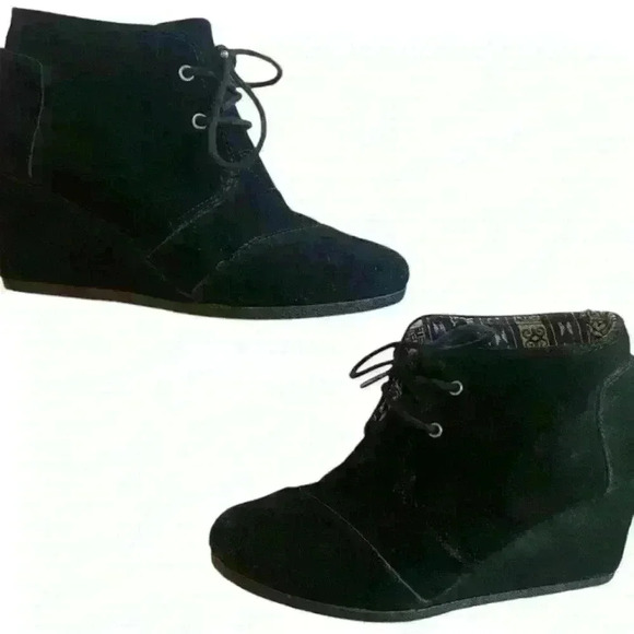 Tom’s Desert Wedge Bootie Size 7.5 Black - Picture 1 of 9